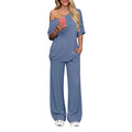 Off-shoulder Loose Casual Short-sleeve Top And Wide-leg Pants Two-piece Set