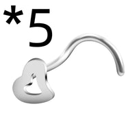 New European And American Love Nose Stud Stainless Steel S-shaped Corner Nose Ring