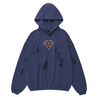 Letter Crack Printed Hooded Men's Sweater