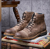 Mid-cut Gray Round Toe Solid Color Artificial PU Men's Boots
