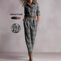 Retro Plaid High-Waisted Jumpsuit And Pockets For Women
