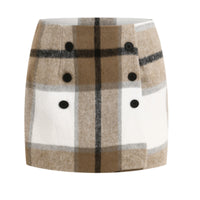 Womens Plaid Bodycon Mini Sheath Skirt