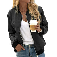 New Autumn Solid-Color Womens Fashionable Zippered Outer Jacket In European