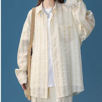 Womens Fashionable Vintage Striped Lightweight Shirt