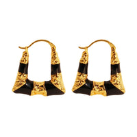 European And American Niche Retro Black Enamel Trapezoid Ear Clips
