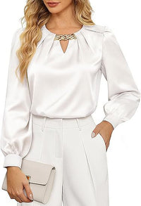 New SpringSummer Womens Satin Blouse Elegant And Sophisticated