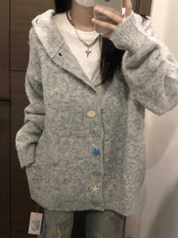 Hooded Sweater Cardigan Coat Women's Knitted Blouse