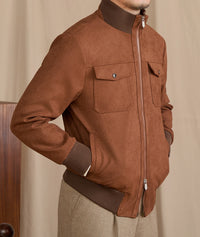 Stylish Stand-up Collar Faux Suede Velvet Jacket For The Modern Professional