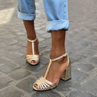 High Heel Fish Mouth T-shaped Buckle Strap Open Toe Sandals