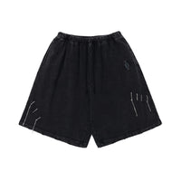 Distressed Washed Water Worn Loose Shorts For Men Retro