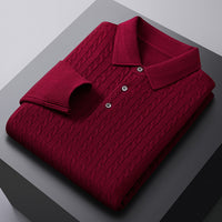 Autumn New Twisted Floral Polo Long Sleeve Loose Casual Bottoming Sweater For Men
