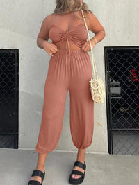 European And American Fashion Solid Color Backless Lace-up Sexy Jumpsuit Women