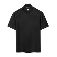 Men's Sports Solid Color Round Neck Pullover Vertical Pattern T-shirt Two-piece Set