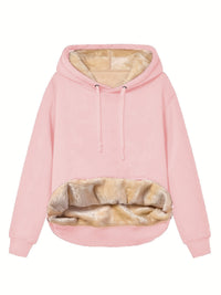 Warm Fleece Hooded Sports Sweatshirt With Pockets