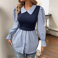 Knitted Patchwork Shirt Elegant Fashion Temperament