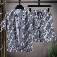 Sanya Travel Hawaii Plus Size Flower Shirt Men's Printed Cropped Pants