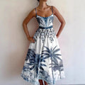 European And American-style Printed Vacation-look Tube Dress