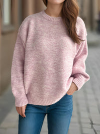 Womens Loose-fitting Crew-neck Sweater For Fall And Winter