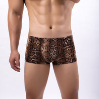 Men's Printed Leopard Snake Print Low Boxer Briefs