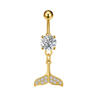 Personalized Zircon Butterfly Round Belly Button Ring