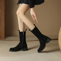 Womens Retro Western Flat Ankle Boots