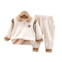 Children's Lapel Sweatshirt Sports Two-Piece Set