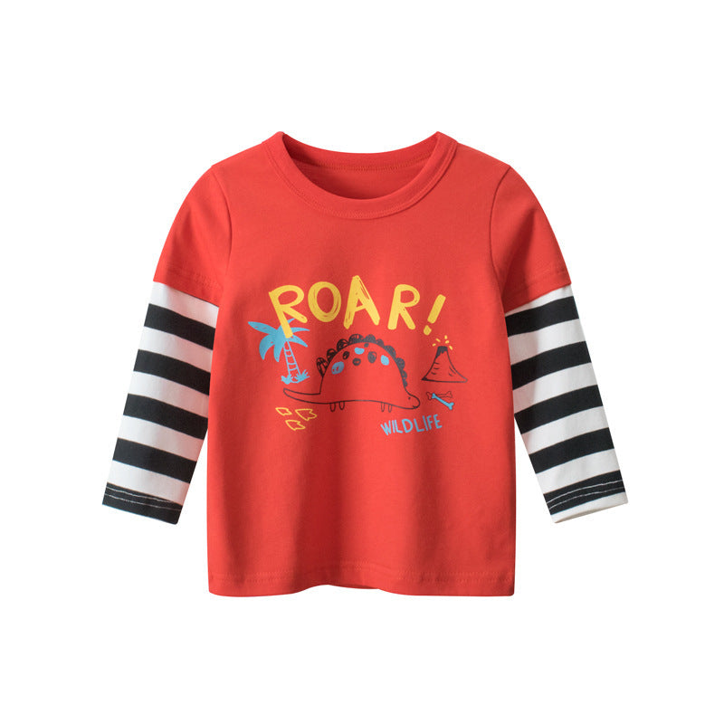 boys fake two-piece children's T-shirt baby clothes