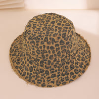 This Is A Fashionable European And American Fisherman's Hat With Leopard Print Trim, Adjustable Wide Brim, Sunshade And Wind Resistance. It Is Suitable For Daily Leisure And Outings