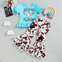 Animal Letter Printing Leopard Print Bell-bottom Pants Two-piece Set