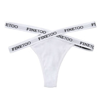 Women's Thong Sexy Cross Letter Belt Panties High Slit Threaded Cotton Briefs