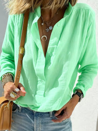 Casual Loose And Stylish Long Sleeves Cotton And Linen Solid Color Retro Button Pullover Shirt