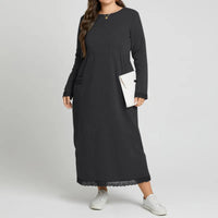 Women's Casual Solid Color Loose Plus-size Knitted Lace Dress