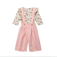Wear Sleeve Floral Top   Bib Long Sleeve Two Girls Set