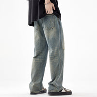 Men's American-style Retro Wide Leg Ripped Jeans