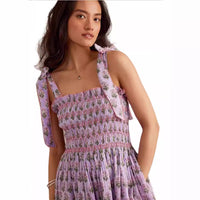 New Summer Slim-fit Camisole Fashionable Printed Halterneck Lace Dress