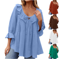 Womens Casual Crew-neck Layered Shirt