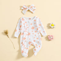 Waffle Print One-piece Crawling Suit