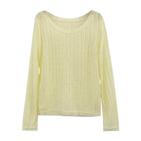 Thin Striped Loose All-matching Long Sleeve Top