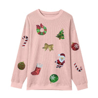 New Christmas Womens Top Relaxed, Casual Long-sleeve Design With A Printed Pattern