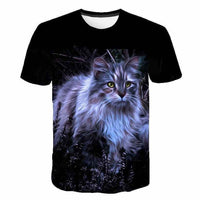 Summer Kids Korean Kitty Print Short Sleeve