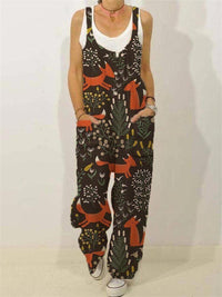 Women's Animal Floral Botanical Print Casual Sleeveless Loose Jumpsuit