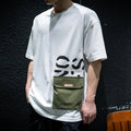 Men's Summer Loose Plus Size Pocket Printed Top T-shirt With Short Sleeves