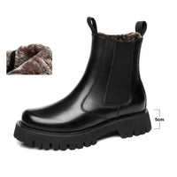 Thick Soled Doc Martens Men's Half High Top Leather Boots Sleeve Tooling Cotton Boots