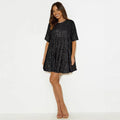 Round-neck Sexy Fashion Sequin A-line Skirt Short Dress