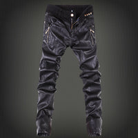 Men's leather pants tide locomotive popular foot pants