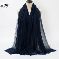 Pure Color Pleated Cotton Scarf Cotton And Linen Scarf