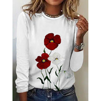 Women's Fashionable Casual Striped Printed Crewneck Long-Sleeve