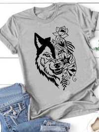 Women's Wolf Head Printed Short-sleeved Top