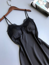 V-neck lace hem strap nightdress