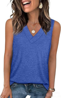 V-neck Casual Loose-fit Sleeveless Shirt